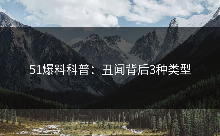 51爆料科普：丑闻背后3种类型