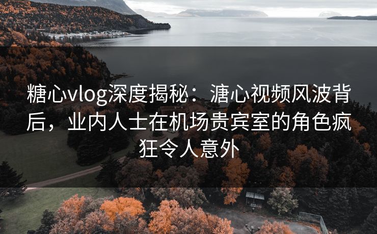 糖心vlog深度揭秘：溏心视频风波背后，业内人士在机场贵宾室的角色疯狂令人意外