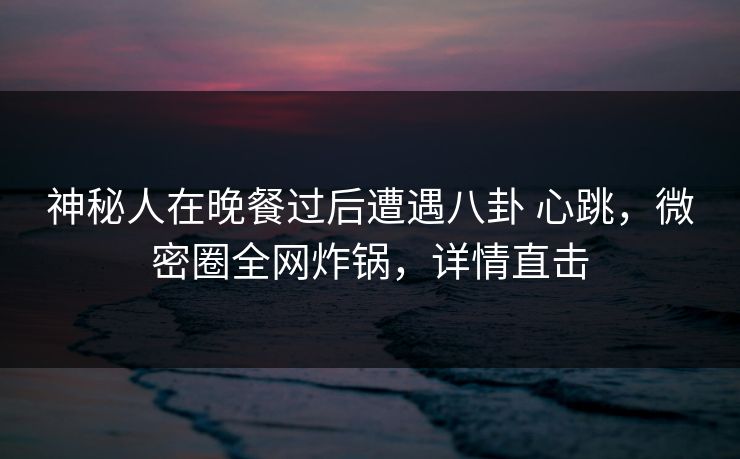 神秘人在晚餐过后遭遇八卦 心跳，微密圈全网炸锅，详情直击