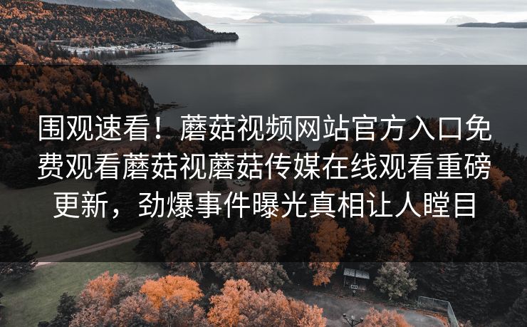 围观速看！蘑菇视频网站官方入口免费观看蘑菇视蘑菇传媒在线观看重磅更新，劲爆事件曝光真相让人瞠目