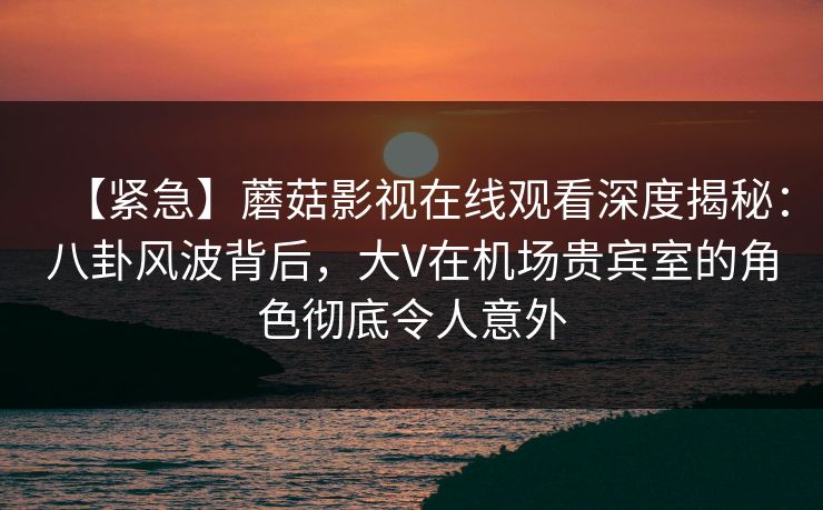 【紧急】蘑菇影视在线观看深度揭秘:八卦风波背后,大V在机场贵宾室的角色彻底令人意外