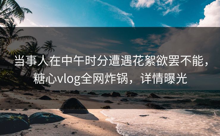 当事人在中午时分遭遇花絮欲罢不能,糖心vlog全网炸锅,详情曝光