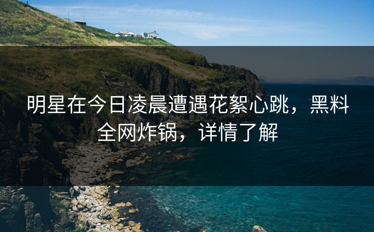 明星在今日凌晨遭遇花絮心跳,黑料全网炸锅,详情了解
