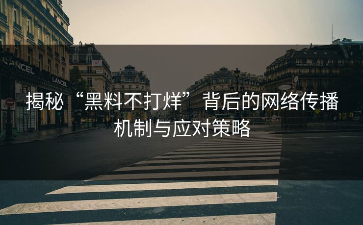 揭秘“黑料不打烊”背后的网络传播机制与应对策略